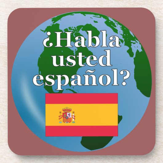 Sprichst du Spanisch? Spanisch. Flagge & Globus Untersetzer (Vorderseite)