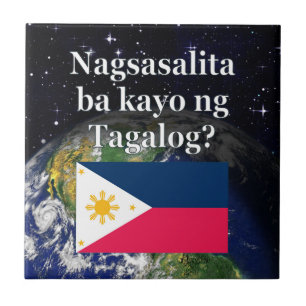 Sprichst du Tagalog? In Tagalog. Flag & Erde Fliese