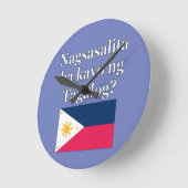 Sprichst du Tagalog? In Tagalog. Flag Runde Wanduhr (Winkel)