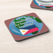 Sprichst du Tagalog? In Tagalog. Flagge & Globus Untersetzer (Linke Seite)