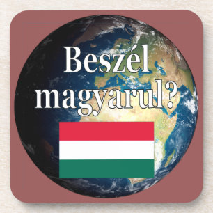 Sprichst du Ungarisch? Auf Ungarisch. Flag & Erde Untersetzer