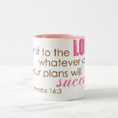 Sprichwort-16:3 Zweifarbige Tasse (Mittel)