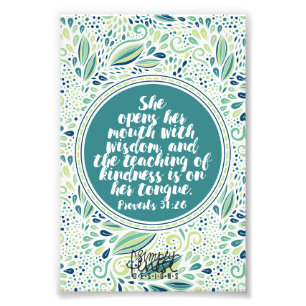 Sprichwort-31:26 Unterrichten der Güte-Schrift Fotodruck