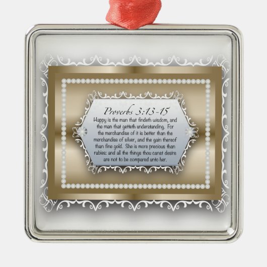 Sprichwort-3:13 Klugheits-Goldchristliches Silbernes Ornament (Vorne)