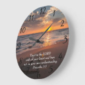 Sprichwort 3:5 Christliches Meer mit Sonnenunterga Große Wanduhr (Winkel)