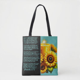 Sprichwort 3 Bibelverse mit Sonnenblumenkerze Tasche