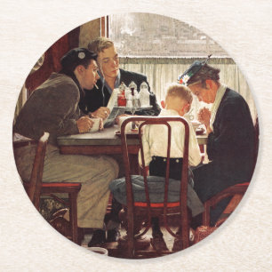 Sprichwort-Anmut durch Norman Rockwell Runder Pappuntersetzer