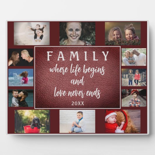 Sprichwort der Jahresfamilie Keepake 12 FotoCollag Fotoplatte (Vorderseite)