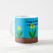 Sprichwort für Freunde und Blume Kaffeetasse (Vorderseite Links)