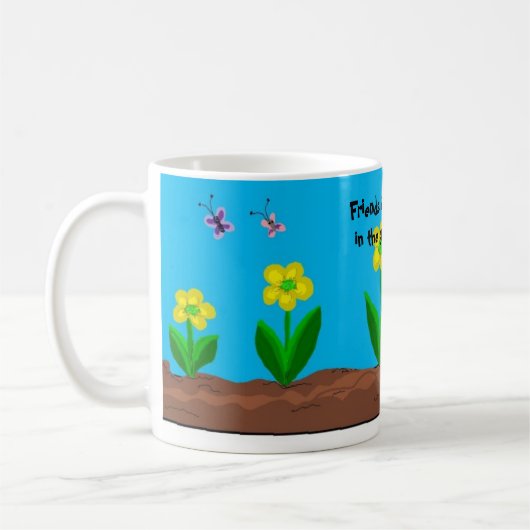 Sprichwort für Freunde und Blume Kaffeetasse (Links)