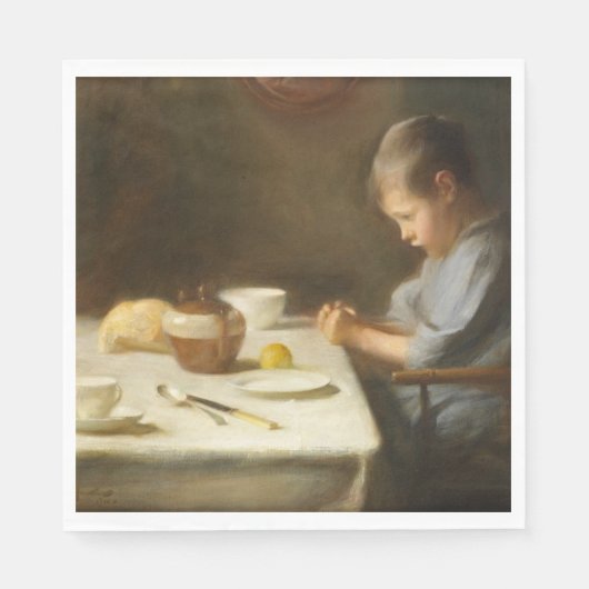 Sprichwort Grace (Junge, der am Tisch betet) Serviette (Vorderseite)