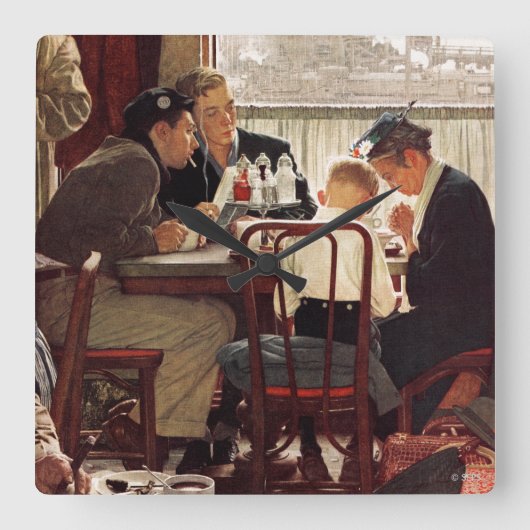 Sprichwort Grace von Norman Rockwell Quadratische Wanduhr (Vorderseite)