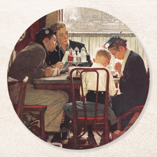 Sprichwort Grace von Norman Rockwell Runder Pappuntersetzer (Vorderseite)