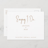 Sprichwort I Do Foto Gold & White Save the Date Postkarte (Vorne/Hinten)