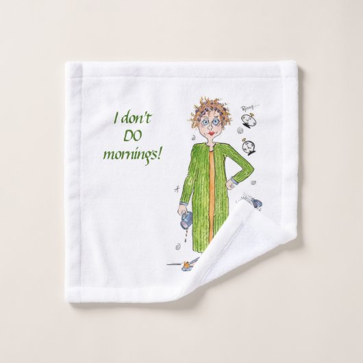 Sprichwort I Don't Do Morgens Lady and Poodle Badhandtuch Set (Waschlappen)