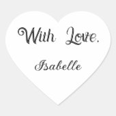 Sprichwort "mit Liebe" Herz-Aufkleber (Vorderseite)