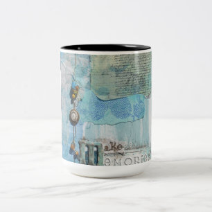 Sprichwort Mixed Media Art Blue Zweifarbige Tasse
