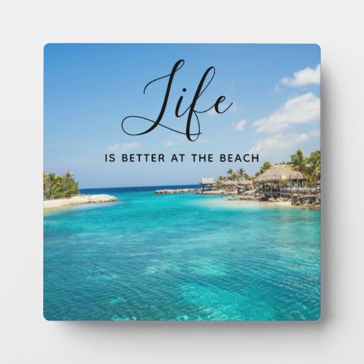 Sprichwort Tropical Beach mit Strohhütten Fotoplatte (Vorderseite)