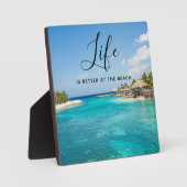 Sprichwort Tropical Beach mit Strohhütten Fotoplatte (Vorderseite)