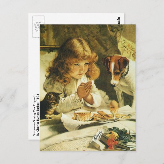 Sprichwort Unsere Gebete, Suspense Charles Burton Postkarte (Vorne/Hinten)