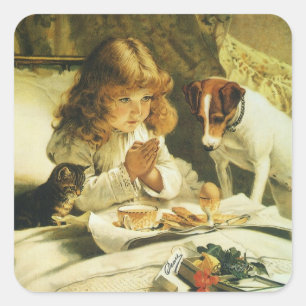 Sprichwort Unsere Gebete, Suspense Charles Burton Quadratischer Aufkleber