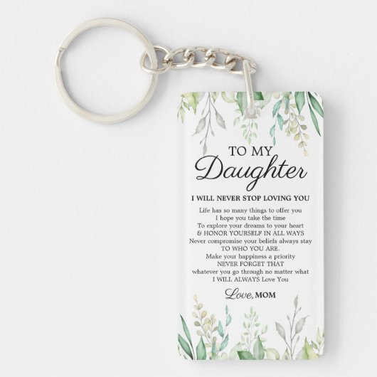 Sprichwort zur Förderung der Tochter aus der Mama Schlüsselanhänger (Vorderseite)