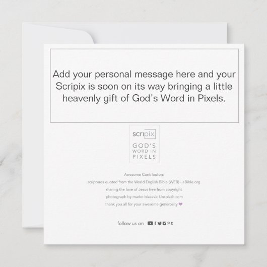 Sprichwörter 15:16 GELD-SCRIPIX-Karte Einladung (Rückseite)