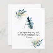 Sprichwörter 15:1, Letter A, Aquarellschrift-Karte (Vorne/Hinten)