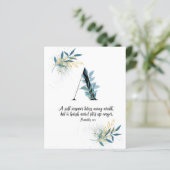 Sprichwörter 15:1, Letter A, Aquarellschrift-Karte (Stehend Vorderseite)