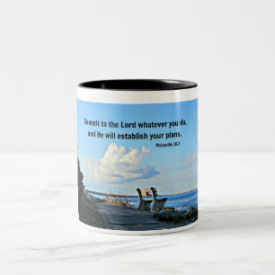 Sprichwörter 16:3 Verpflichtet dem Herrn, was imme Zweifarbige Tasse