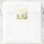 Sprichwörter 17:17 | Bibelverse | Gelbe Flora Quadratischer Aufkleber (Tasche)