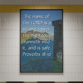 Sprichwörter 18 Strong Tower2 KJV Bible Verse Poster
