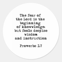 Sprichwörter 1:7| Die Angst vor dem Lord Round Sti Runder Aufkleber