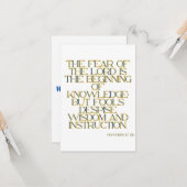 Sprichwörter 1:7 KJV Bibelschrift Gruß Karte (Vorderseite/Rückseite Beispiel)