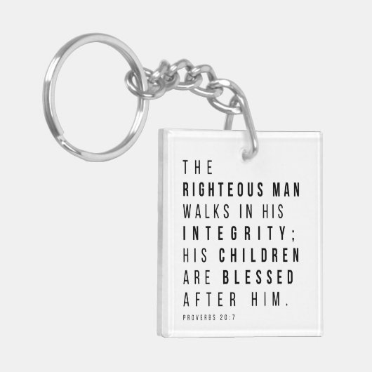 Sprichwörter 20:7 Die Verse des rechten Menschenva Schlüsselanhänger (Vorderseite links)