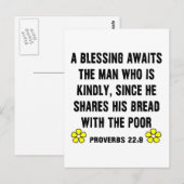 Sprichwörter 22:9 über Kindness Postkarte (Vorne/Hinten)