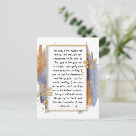 Sprichwörter 2:1-5 Incline dein Ohr in Weisheit Postkarte (Stehend Vorderseite)