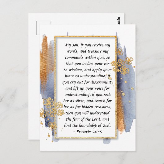 Sprichwörter 2:1-5 Incline dein Ohr in Weisheit Postkarte (Vorne/Hinten)