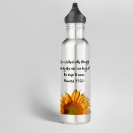 Sprichwörter 31:25 Bibel Verse Custom Sunflower Edelstahlflasche
