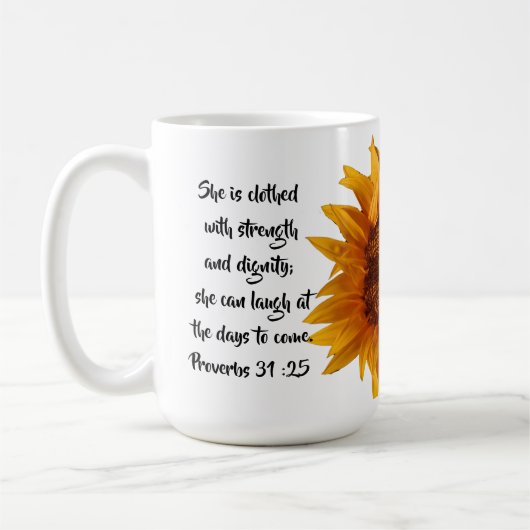 Sprichwörter 31:25 Bibel Verse Sonnenblume Custom Kaffeetasse (Links)