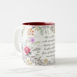 Sprichwörter 31:25 Bibel Verse Wasserfarbe Blumenb Zweifarbige Tasse