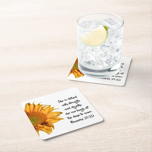 Sprichwörter 31:25 Bibelverse Halbblüte Custom Rechteckiger Pappuntersetzer (Vor Ort)