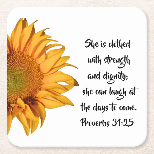 Sprichwörter 31:25 Bibelverse Halbblüte Custom Rechteckiger Pappuntersetzer (Vorderseite)