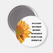 Sprichwörter 31:25 BibleVerse Halbblume Christlich Magnet (Vorderseite/Rückseite)