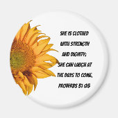 Sprichwörter 31:25 BibleVerse Halbblume Christlich Magnet (Vorne)