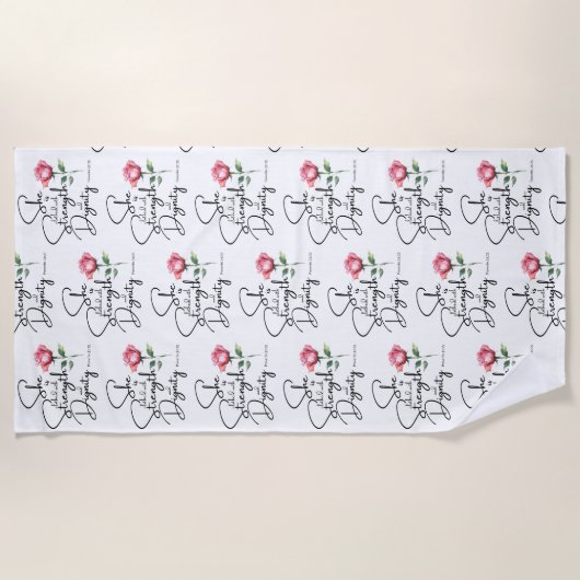 Sprichwörter 31:25 Blume Bibel Verse Nahtloses Mus Strandtuch (Vorderseite)