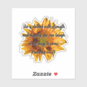 Sprichwörter 31:25 Custom Bible Verse Sonnenblume Aufkleber (Blatt)