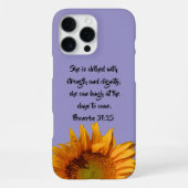 Sprichwörter 31:25 Custom Bible Verse Sonnenblume iPhone Hülle (Rückseite)