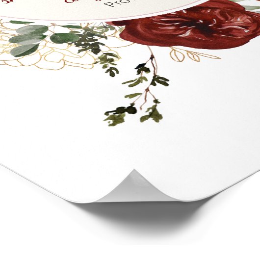 Sprichwörter 31:25 Eleganter Burgund Gold Floral W Poster (Ecke)