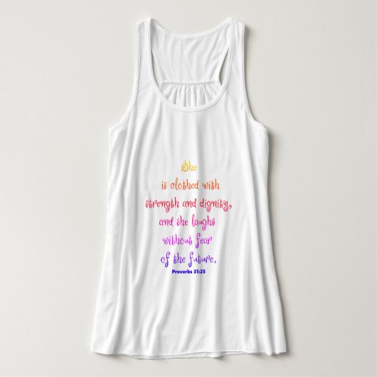 Sprichwörter 31:25 (FEARLESS) Tank Top (Design Vorderseite)